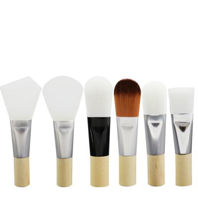 China Synthetic Wood Logo Mud Facial Mask Brush Custom Face Brush 6CM Travel Size Hair DIY Facial Mask Mini Foundation Brush for sale