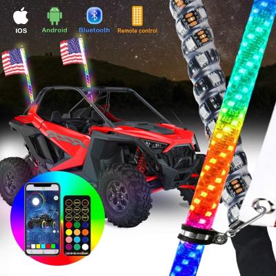 China Chasing RGB New RGB 360 Degree Spiral Chasing Light Whip Warning Light LED Safety ATV UTV Truck for sale