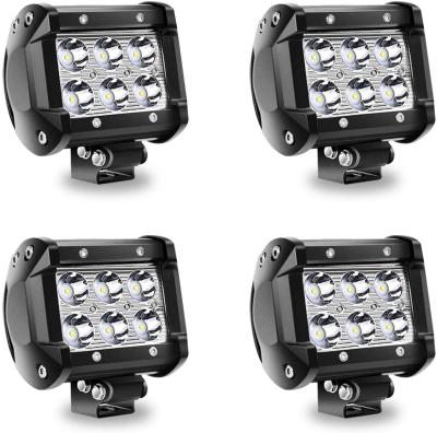 China High Bright 4PCS 18w Spot Flood Driver-Beam Drive Light Pod 9-30v 4inch Cube Led Pod Pickup 4x4 Led Drive Fog Light for sale