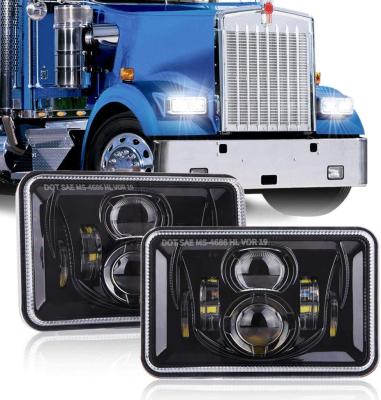 China High Low Beam 30w High Low Beam 4x6 Led Headlights Led Projector Headlight Square 4x6 Inch Led For Kenworth T880 for sale