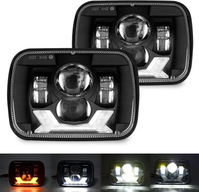 China High Bright Rectangular Off Road 5x7inch 55w LED Headlight With DRL Turn Signal For Jeep YJ Trucks for sale