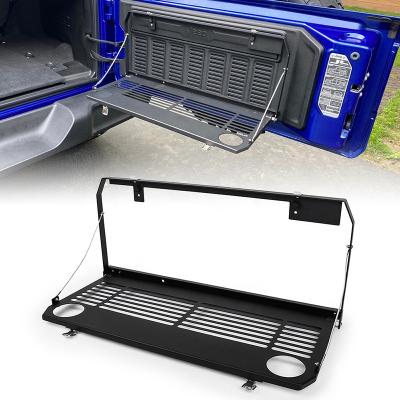 China Matt Black JL Easy Tailgate Accessories Car Installation Foldable Cargo Shelf Table For Jeep Wrangler JL JLU for sale