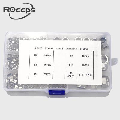 China 156pcs DIN985 Stainless Steel Hex Nut Locknut Assortment Nylon Kits M3 M4 M5 M6 M8 M10 M12 for sale