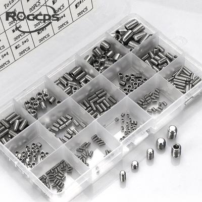 China 300Pcs M3/M4/M5/M6/M8 304 Stainless Steel Worm Screws Hex Socket Screws Kit Assortment Kit Hexagon Screws Set for sale