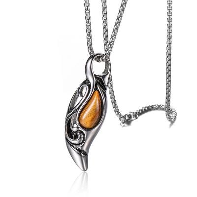 China New FASHIONABLE Luxury Irish Tiger Eyes Necklace Mens Stainless Steel Chain Colorful Jewelery Lucky Charm Pendant Necklace For designer for sale