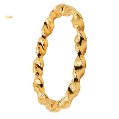 China Wholesale Romantic Dubai Luxury 24k Plated Gold Bangle Women Charm Ethiopian Copper Bracelets Bangles Morocco Wedding Party Jewelry Gifts for sale