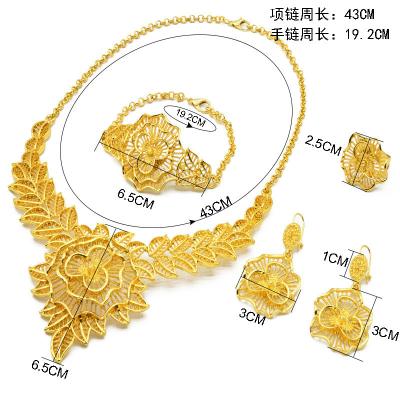 China Zincon Romantic Bridal Jewelry Sets Gold Crystal Rhinestone Tiaras Crown Choker Necklace Earrings Set Wedding Accessories for sale