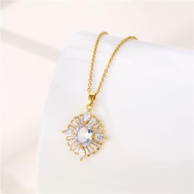 China Trendy New Gift Stainless Steel Diamond Necklace Fashion Heart Pendant Chain Necklace Fashion Jewelry for sale