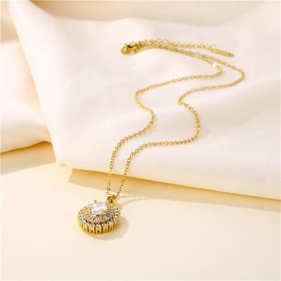 China FASHIONABLE wholesale pendant necklaces for women fashion neck chain gift stainless steel rhinestone around jewelry for sale