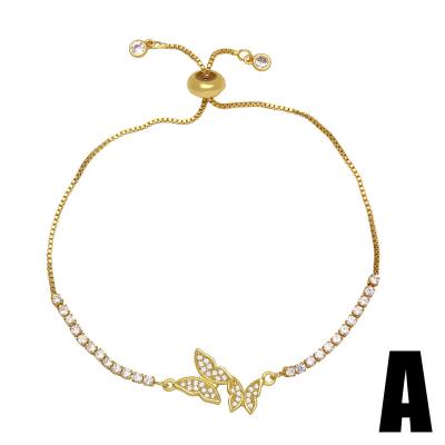 China TRENDY Soft Shiny Anti-allergic Color Women Butterfly Zircon Bracelets Fashion Bead Bracelet 18K Gold Chain Jewelry for sale