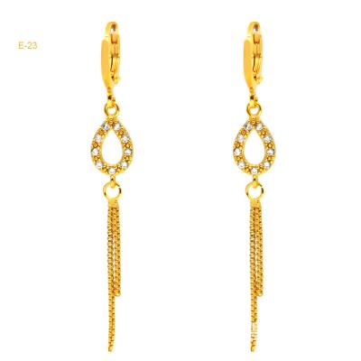 China TRENDY Luxury 24K Gold Plated Earring Water Drop Tassel Earrings For Women Micro Cubic Zircon Wedding Delicate Inlaid Pendant Jewelry for sale