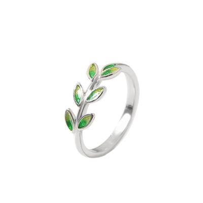 China Hot Sale Romantic Wedding Ring Lucky Leaf Women Girls Charm Combine Silver Color Adjustable Rings Fashion Jewelry for sale