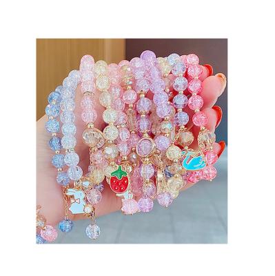 China Little Girl's Casual Bracelet Kid's Bracelet Beaded Starfish Beaded Shell Crystal Jewelry Bracelet Female Cute Pendant Girlfriend for sale