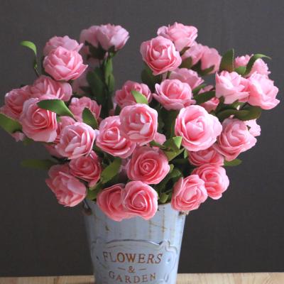 China Home Decoration 	Artificial Flower Bunches  Simulated everlasting rose flower 6 Camellia roses artificial flowers for sale