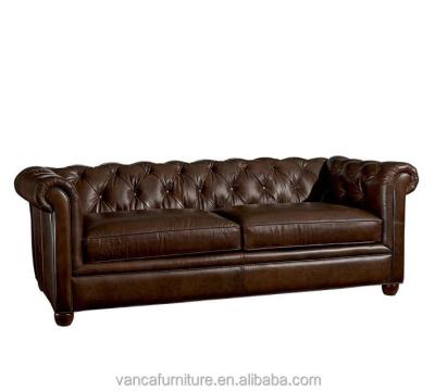 China Italy Chesterfield Sectional Brown Furniture Living Room Antique Sofa Leather Sofa for sale