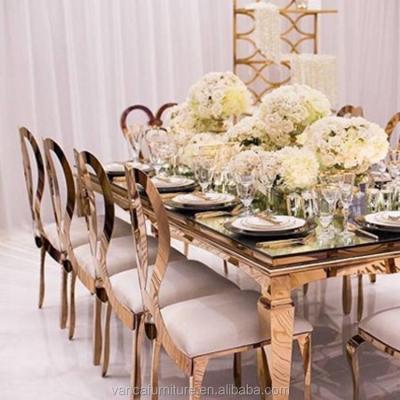 China Infinity Stainless Steel Super Comfortable Wedding Chair With Gold Plated Angel Wing Event Chair for sale