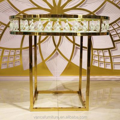 China LUCURY& Stainless Steel ROYAL Round Gold Crystal Wedding Banquet Table for sale