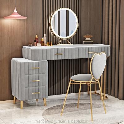 China High Quality Convertible Modern Girls Dresser Velvet Dresser Table With Stainless Steel Leg for sale