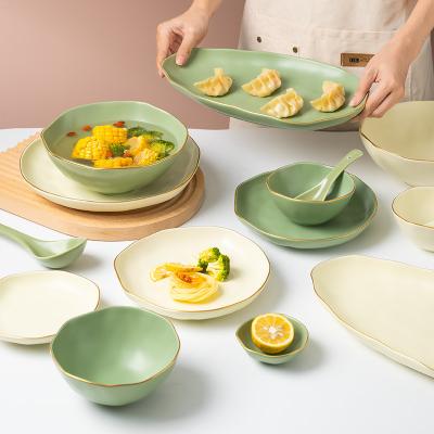 China Nodic 16 Piece 20pcs Stocked Dish Sets Matte Color Glazed Ceramic Dishes And Bowls Japanese Style Porcelain Dinnerware Set Dinnerware for sale