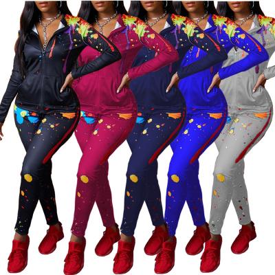 China Viable Wholesale Casual 2 Piece Set Women's Sweatsuit Tie Dyed Plus Size 3XL Tops And Skinny Pants Sweat Suits Two Piece Jogging Suit for sale