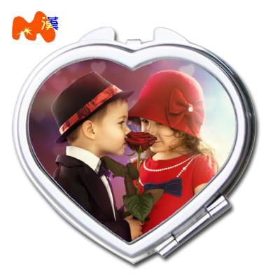 China Traditional Sublimation Blanks Mirror Sublimation Metal Heart Shaped Girl Mirror Personalize Graphics Custom Sublimation Makeup Mirrors for sale