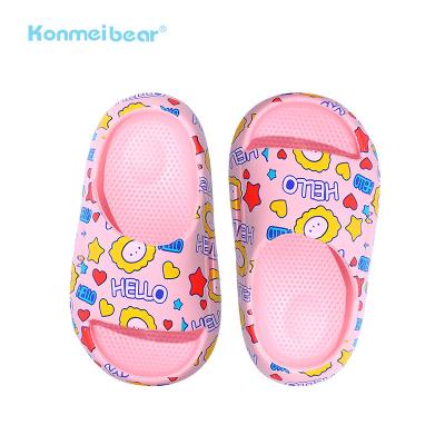 China Wholesale Color Kids Candy FLOWER Cartoon EVA Soft Cartoon HELLO Massage Summer Indoor Slippers for sale