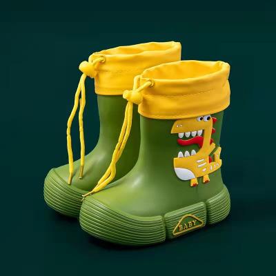 China Hot Selling Fashion Trend PVC Rain Boots Dinosaur Rubber Boots Safety Waterproof Shoes For Kids for sale