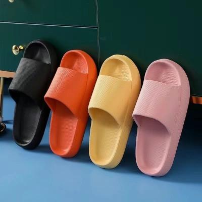 China 2021 Fashion Trend Women Lightweight Anti-skid Sandals Soft Thick Single Chamber Slips Pure Color EVA Indoor Slippers for sale