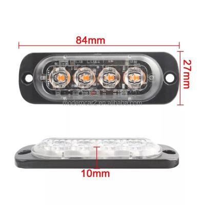 China 4LED Car Strobe Warning Light Grille Emergency Light Car Truck Trailer Beacon Lamp LED Side Turn Signal Light for 4led cars for sale