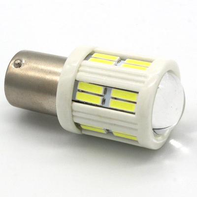 China Ceramic T20 led S25 7020 28 SMD 7440 7443 1156 1157 3157 3156 ceramic auto bulbs with lens DC12V brake reverse light ceramic stop light 3030-6smd for sale