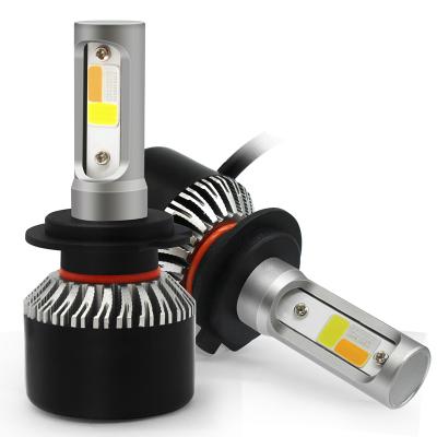 China Fan H1 H4 H7 H11 HB3 HB4 3000K 6000K 3Colors Tricolor Car Headlight Cool Yellow Blue White Flash LED Foglamp Bulbs Universal for sale