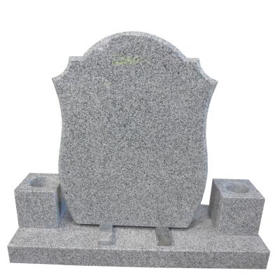 China American China Light Gray Granite G603 Monuments Factory Straight Grave Headstone With Vase for sale