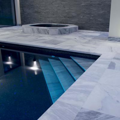 China Wall Natural Stone Tile Cloudy White Marble Pool Facing for sale