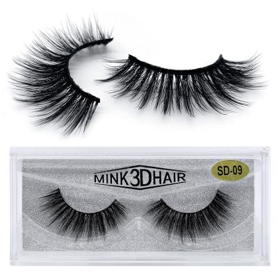 China Popular low price natural long false eyelash 3d mink lashes natural looking silk 3d eyelashes with customized box for sale