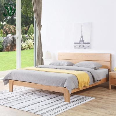 China Modern Bed Frame Designs Solid Oak Wood Double Queen Size Bed for sale