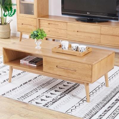 China 2019 Designer Simple Nordic Scandinavian Drawer Storage Contemporary Modern Rectangular Solid Wood Coffee Table Extendable For Living Room for sale