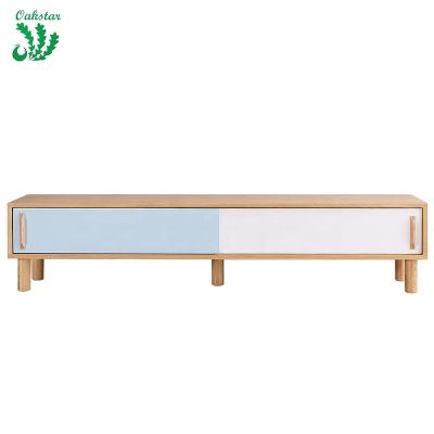 China Modern Home Living Room Furniture Simple Design TV Stand Small Closed Wood Long Stand Up TV Cabinet With White Door for sale