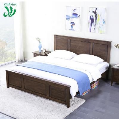 China Rustic Wooden Bed Frame American Style 1.5M Queen Size Solid Bed Set for sale