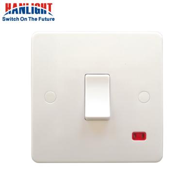 China House/Office/Hospital/School/Hotel BS 20A 1 Gang DP Double Pole Switch With Neon Indicator Water Heater for sale