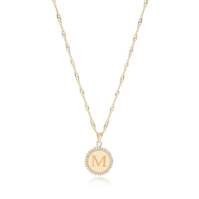 China 18K Gold ‘M’ Pendant Necklace zu verkaufen