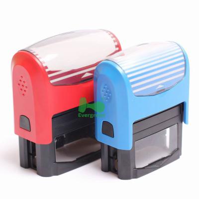 China Office Handle Multi Colors Self Inking Stamps Rectangle 2lines Stamps for sale