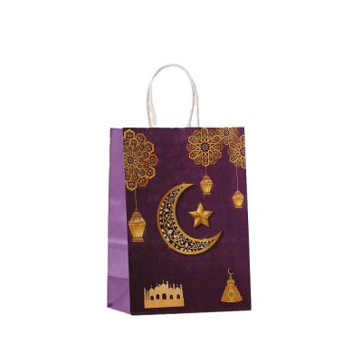 China Gravnre Printing Moon Festival Blessing Hand Length Handle Paper Star Pattern Gift Bag for sale