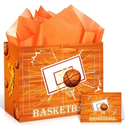 China Custom Extra Large Specialty Luxury Orange Candle Gift Paper Bag With Ribbon Handle for sale