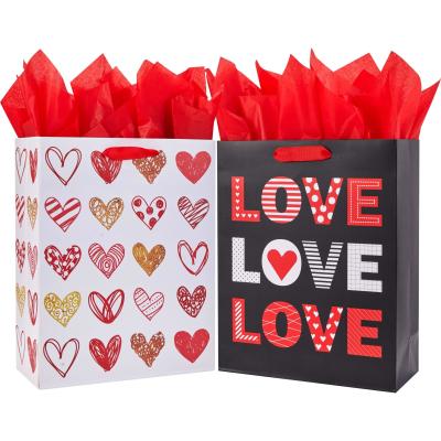 China CMYK 4 Color Offset Printing Luxury Wide Bottom Paper Bag for Valentine's Day by Maker for sale