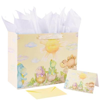 China Foldable Neonate Baby Cartoon Gift Shopping Paper Bags with Your Own Logo on Ivory Board for sale