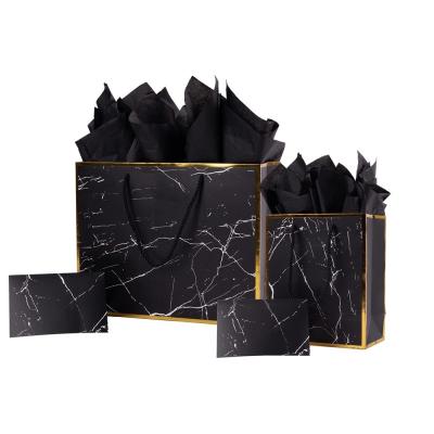 China Custom Print Luxury Eco Marble Black Gold Boutique Gift Carry Paper Bags for Other Tokens for sale