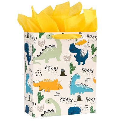 China Supply Kids Baby Cartoon Printed Gift Packaging Paper Shopping Bag with Folding Style for sale