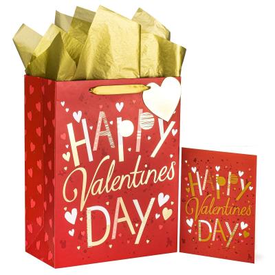 China Full Print Competitive Special Valentine's Day Luxury Red Gift Shopping Paper Bags for sale