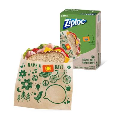 China Costumizable Resealable Kraft Paper Bag For Food Takeaway With And Greaseproof Paper for sale