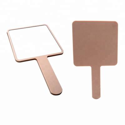 China Personalized 2020 Eco-Friendly Degradable Cosmetic Hand Mirrors Amazon Pocket Wheat Straw Pocket Mini High Quality Single Sided Small With Handle for sale